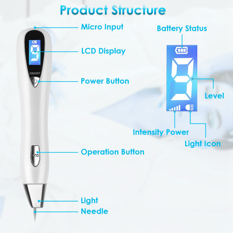 1Pc Skin Tag Remover Skin Tag Repair Kit Tattoo Freckle Wart Mole Remover Pen With 9 Intensity Levels 10 Fine Needles 3 Coarse Needles